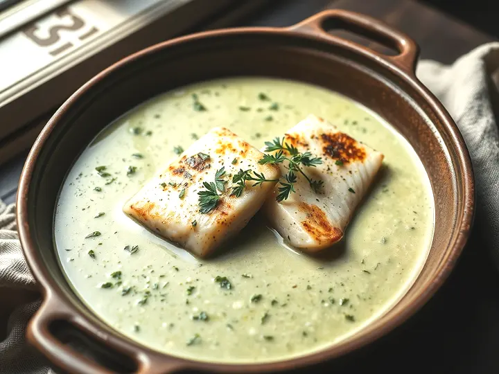 Lomos de merluza en cazuela con salsa verde y perejil